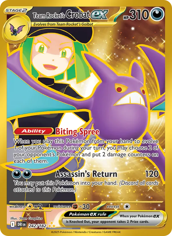 Team Rocket's Crobat ex — Destined Rivals #242 (Pokémon TCG card)
