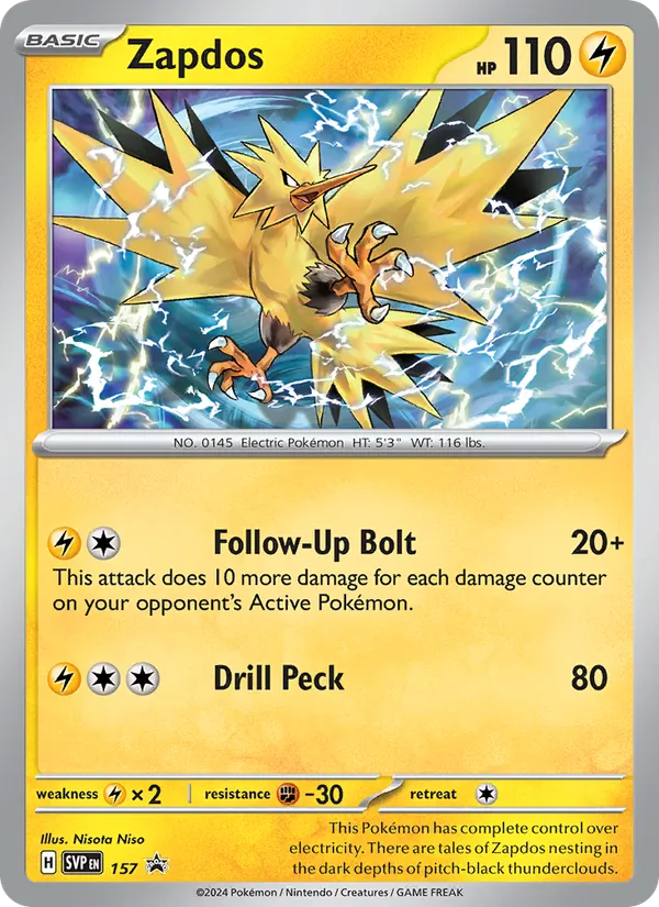 Zapdos — SVP Black Star Promos #157 (Pokémon TCG card)