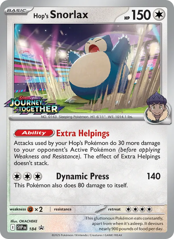 Hop's Snorlax — SVP Black Star Promos #184 (Pokémon TCG card)