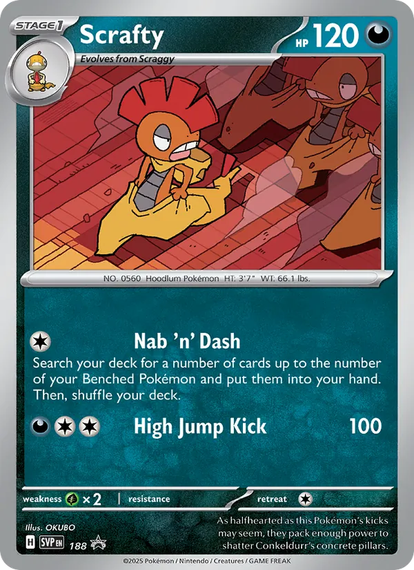 Scrafty — SVP Black Star Promos #188 (Pokémon TCG card)