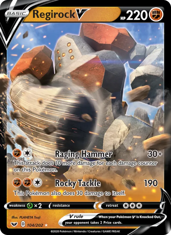 Regirock V — Sword & Shield #104 (Pokémon TCG card)