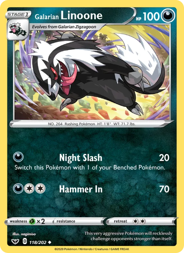 Galarian Linoone — Sword & Shield #118 (Pokémon TCG card)