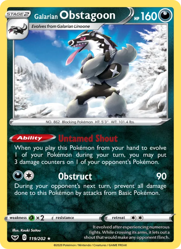 Galarian Obstagoon — Sword & Shield #119 (Pokémon TCG card)
