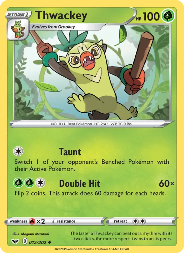 Thwackey — Sword & Shield #12 (Pokémon TCG card)