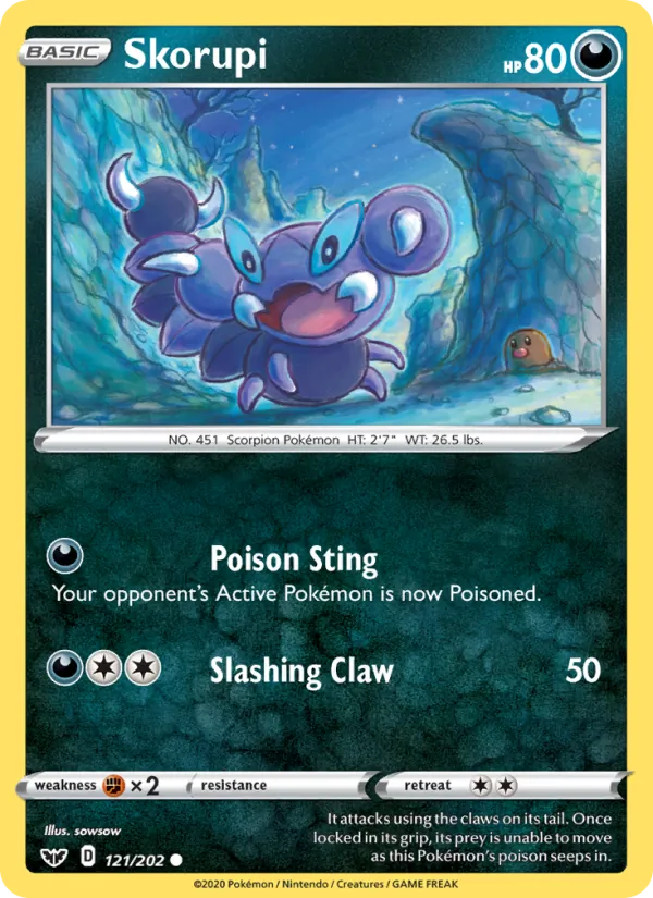 Skorupi — Sword & Shield #121 (Pokémon TCG card)