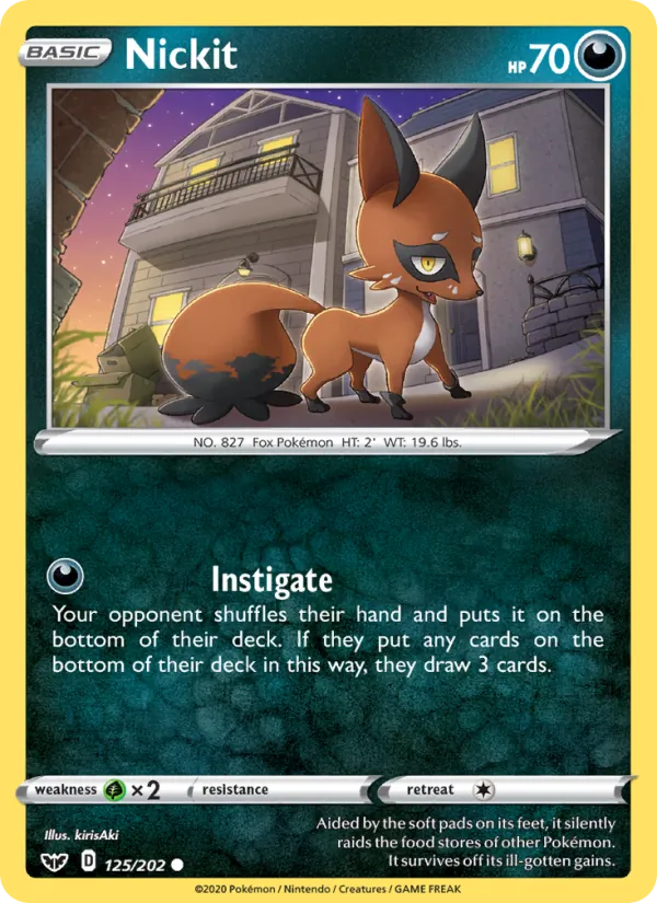 Nickit — Sword & Shield #125 (Pokémon TCG card)