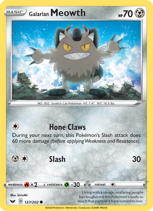 Galarian Meowth — Sword & Shield #127 (Pokémon TCG card)