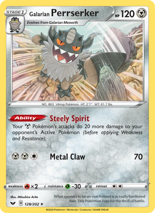 Galarian Perrserker — Sword & Shield #128 (Pokémon TCG card)