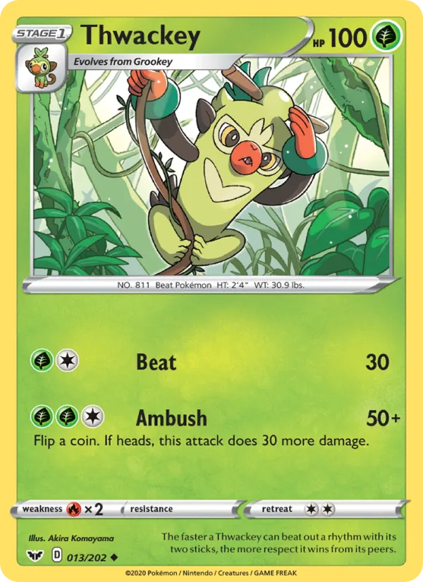 Thwackey — Sword & Shield #13 (Pokémon TCG card)