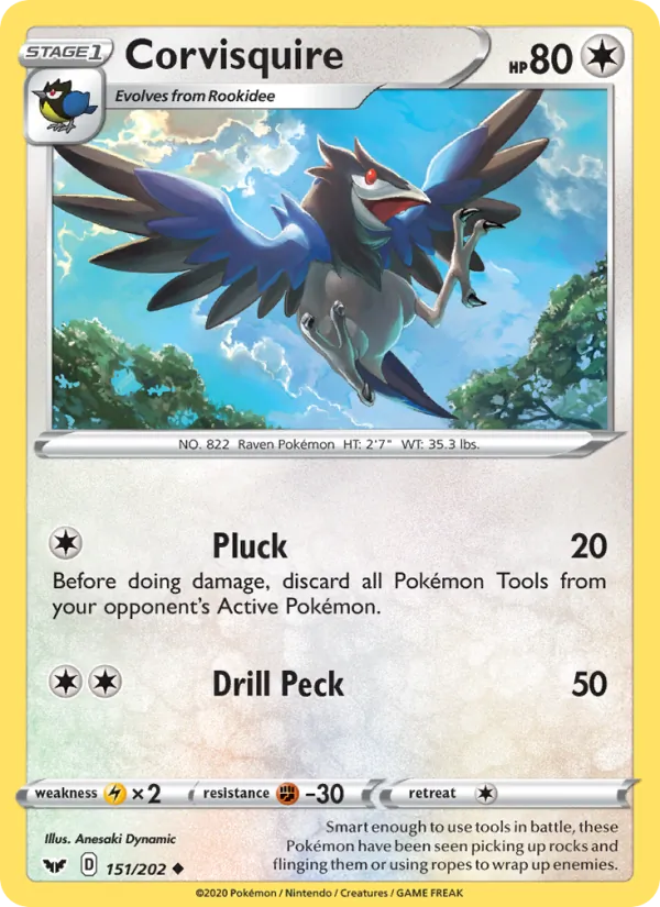 Corvisquire — Sword & Shield #151 (Pokémon TCG card)