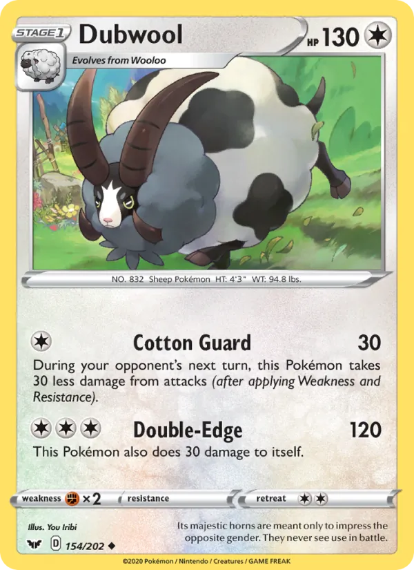 Dubwool — Sword & Shield #154 (Pokémon TCG card)