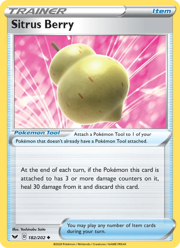 Sitrus Berry — Sword & Shield #182 (Pokémon TCG card)