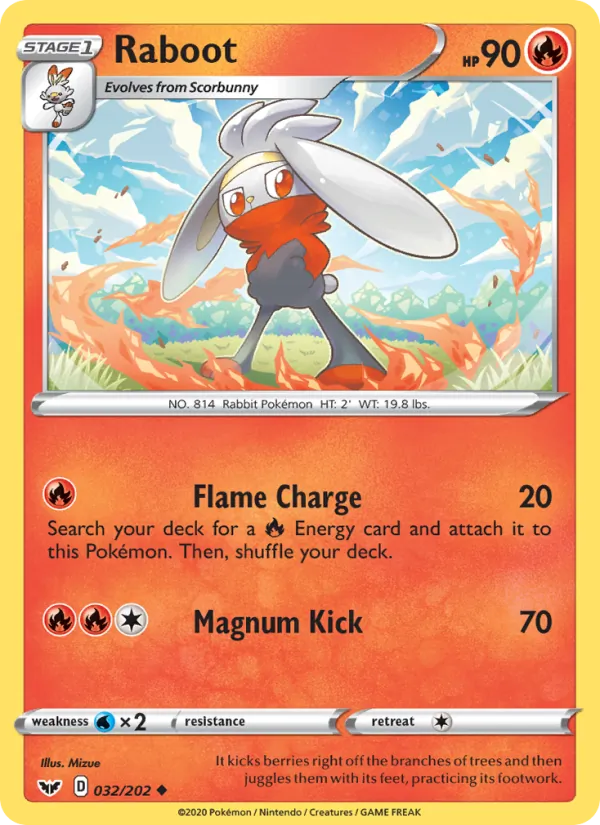 Raboot — Sword & Shield #32 (Pokémon TCG card)