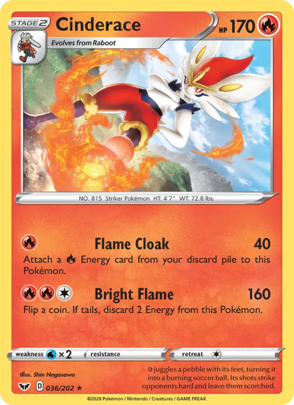 Cinderace — Sword & Shield #36 (Pokémon TCG card)
