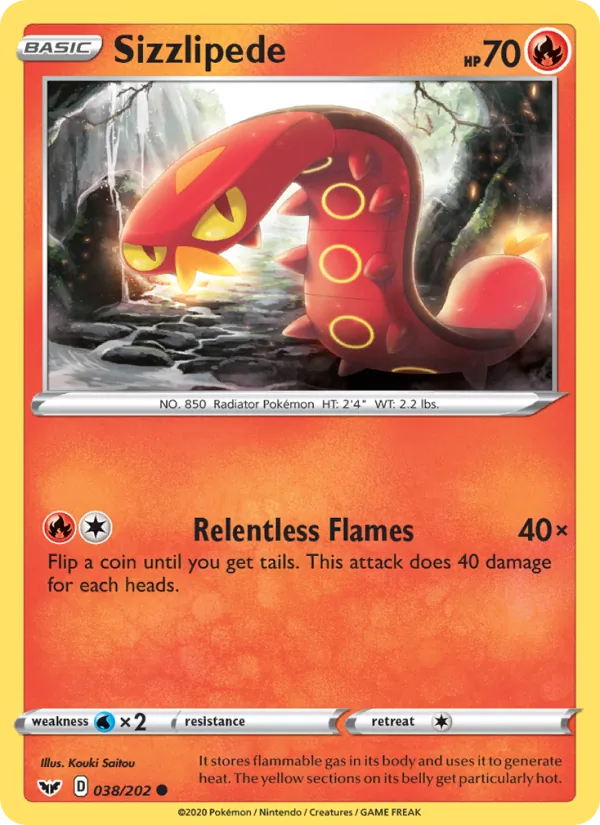 Sizzlipede — Sword & Shield #38 (Pokémon TCG card)