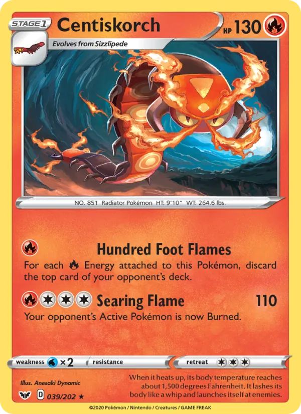 Centiskorch — Sword & Shield #39 (Pokémon TCG card)