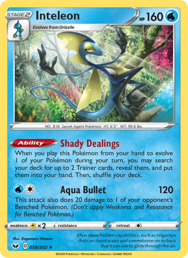 Inteleon — Sword & Shield #58 (Pokémon TCG card)