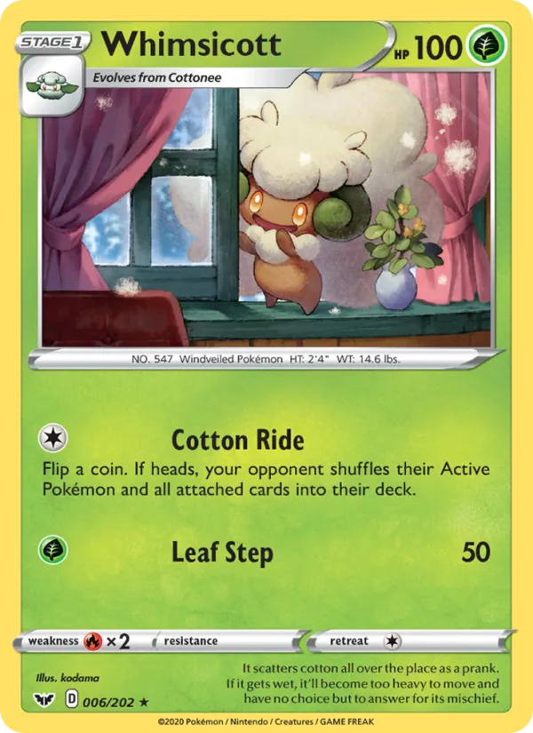 Whimsicott — Sword & Shield #6 (Pokémon TCG card)