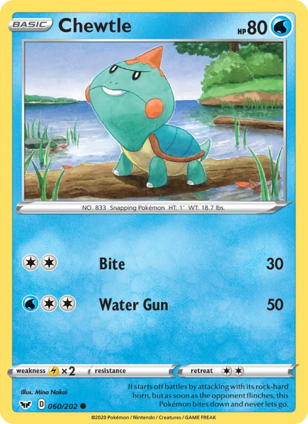 Chewtle — Sword & Shield #60 (Pokémon TCG card)