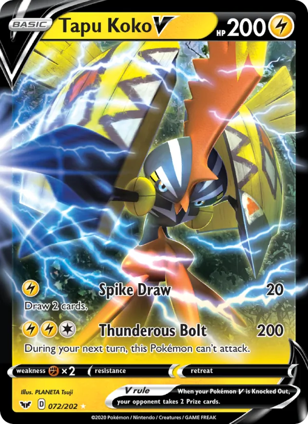 Tapu Koko V — Sword & Shield #72 (Pokémon TCG card)