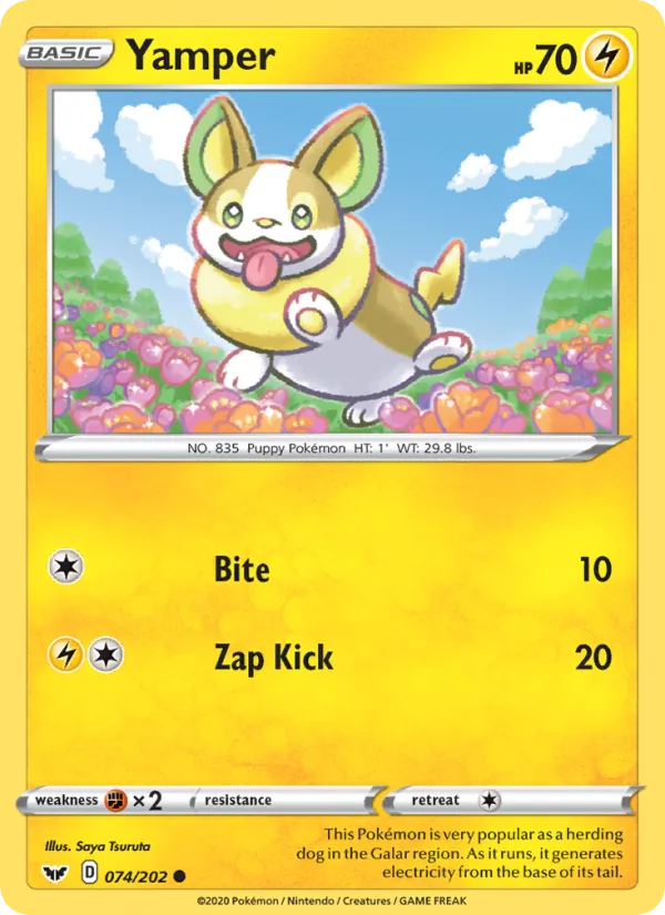 Yamper — Sword & Shield #74 (Pokémon TCG card)