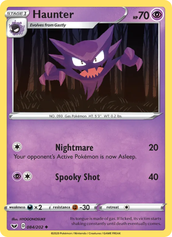 Haunter — Sword & Shield #84 (Pokémon TCG card)