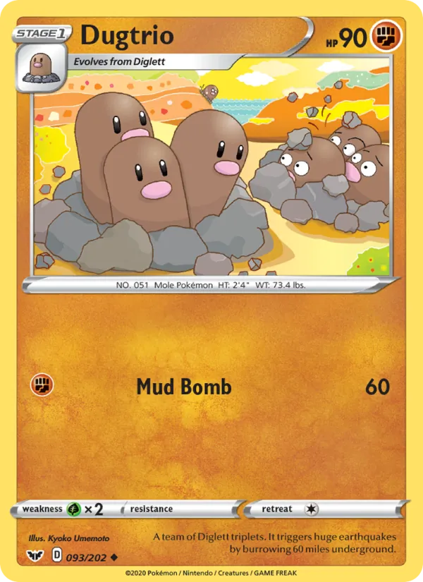 Dugtrio — Sword & Shield #93 (Pokémon TCG card)