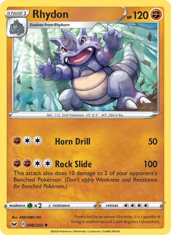 Rhydon — Sword & Shield #98 (Pokémon TCG card)