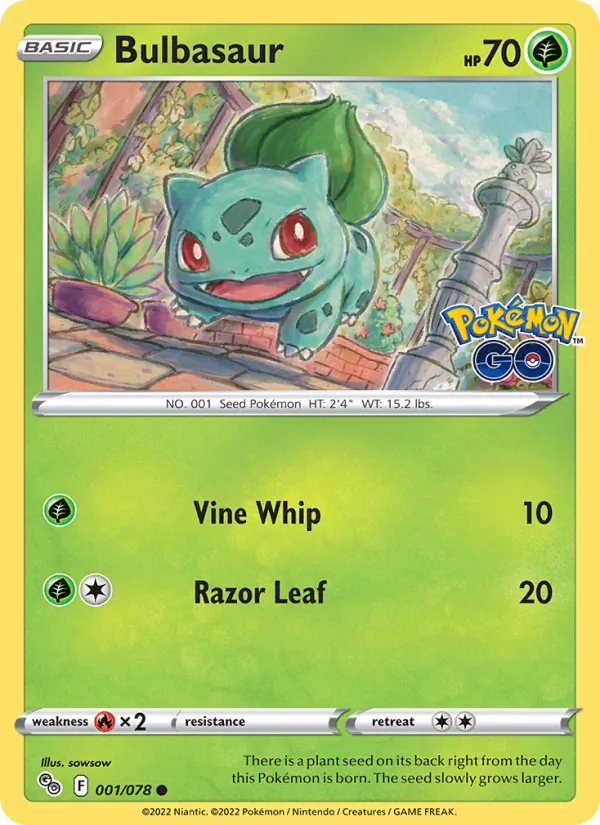 Bulbasaur — Pokémon GO #001 (Pokémon TCG card)