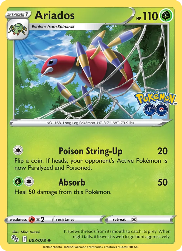 Ariados — Pokémon GO #007 (Pokémon TCG card)