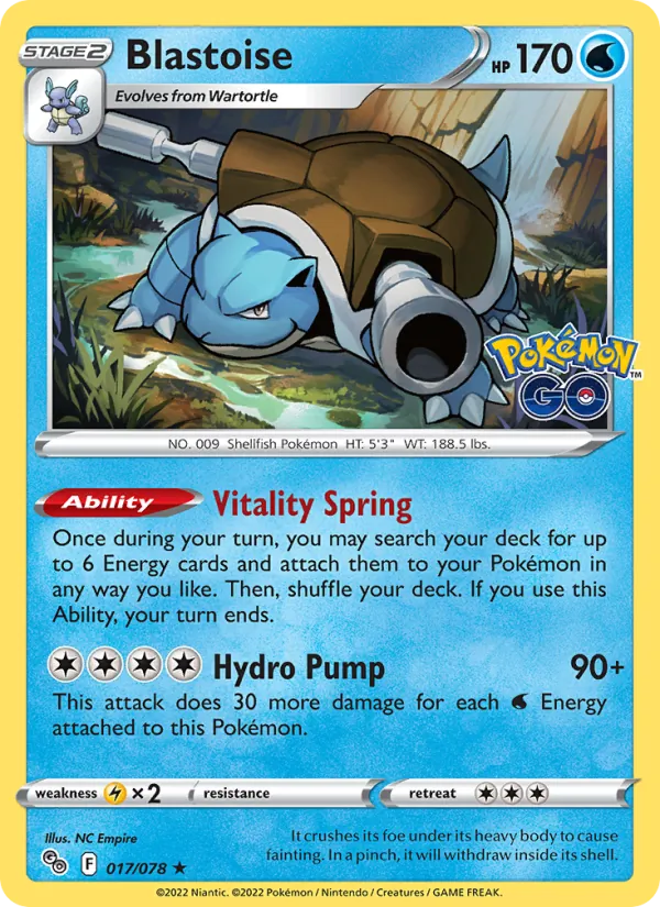 Blastoise — Pokémon GO #017 (Pokémon TCG card)