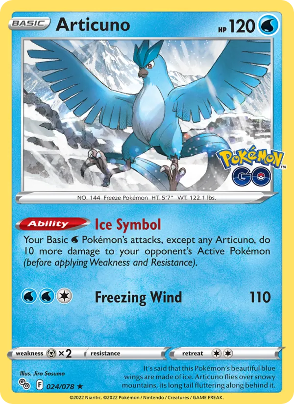 Articuno — Pokémon GO #024 (Pokémon TCG card)