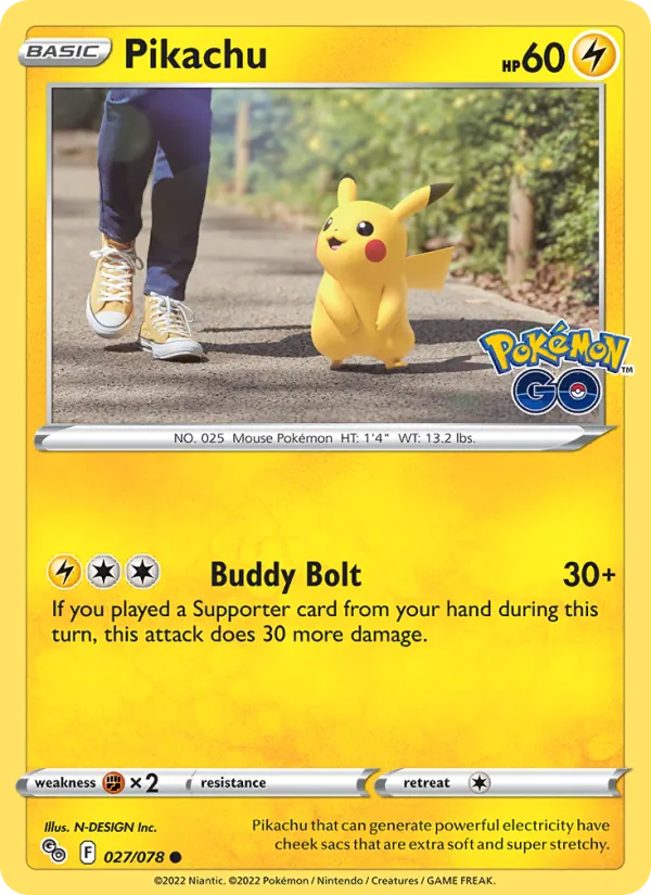 Pikachu — Pokémon GO #027 (Pokémon TCG card)