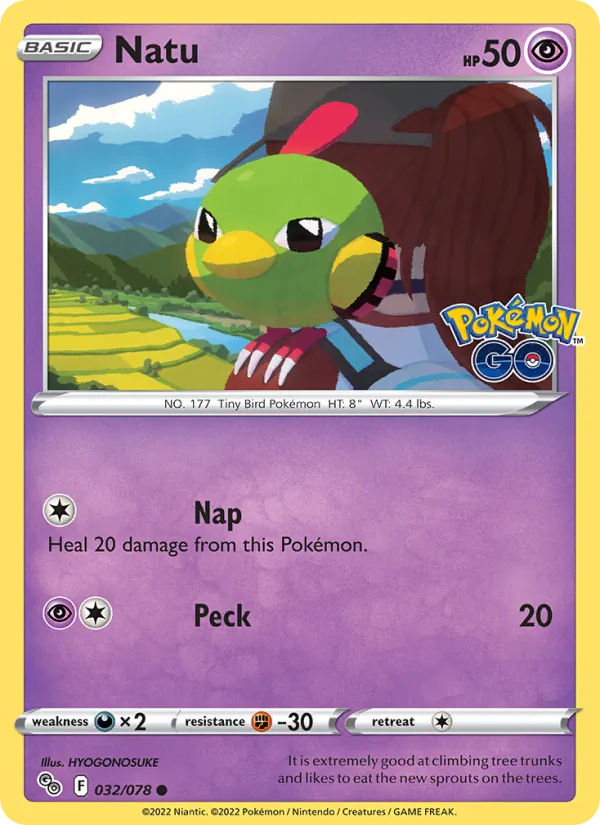 Natu — Pokémon GO #032 (Pokémon TCG card)