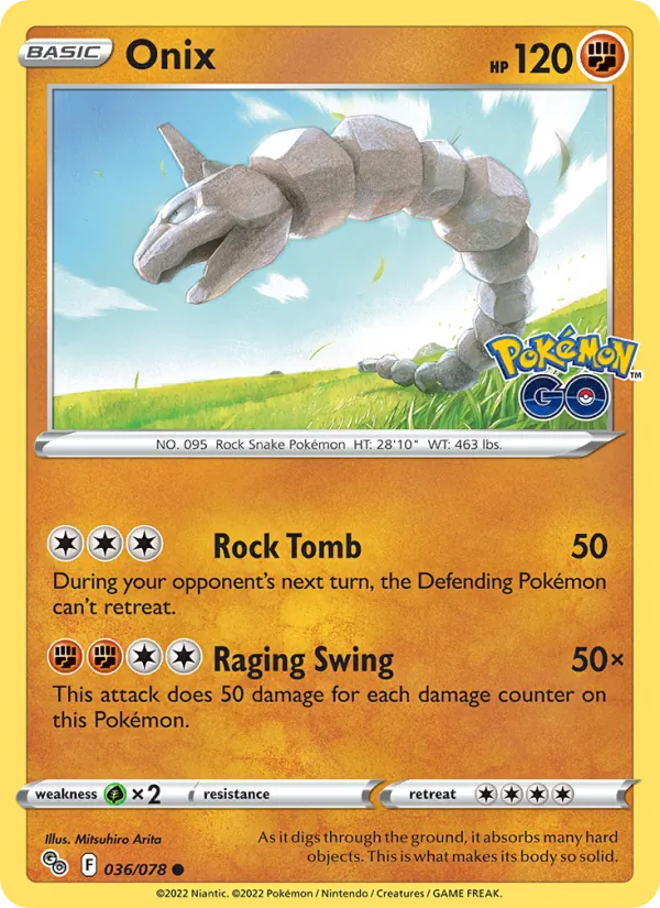 Onix — Pokémon GO #036 (Pokémon TCG card)