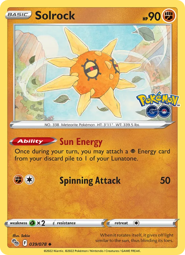 Solrock — Pokémon GO #039 (Pokémon TCG card)