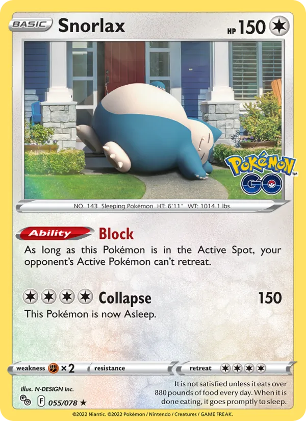 Snorlax — Pokémon GO #055 (Pokémon TCG card)