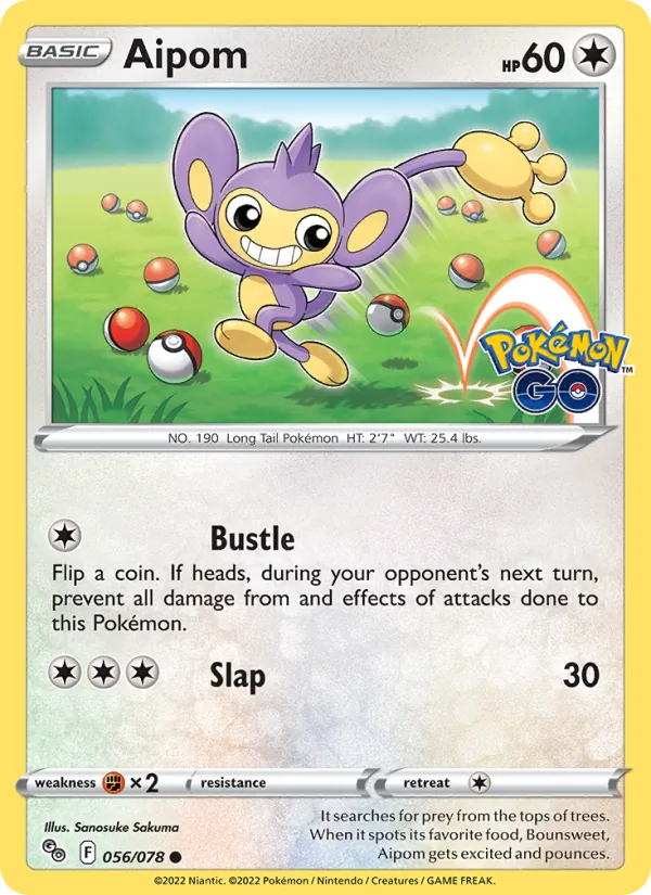 Aipom — Pokémon GO #056 (Pokémon TCG card)