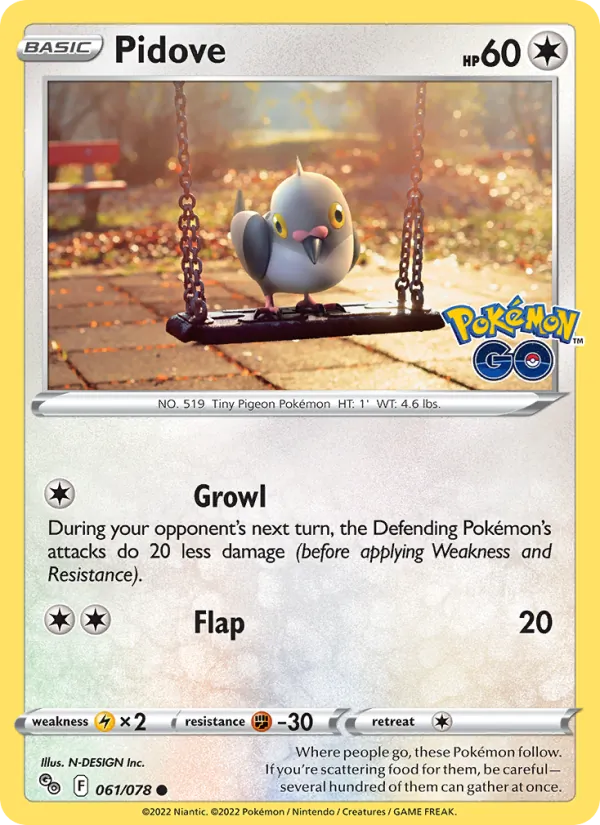 Pidove — Pokémon GO #061 (Pokémon TCG card)