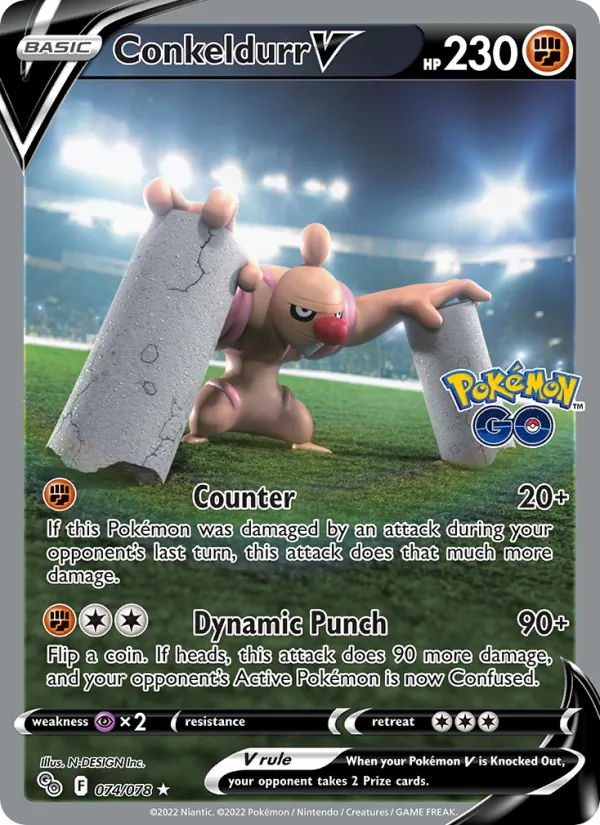 Conkeldurr V — Pokémon GO #074 (Pokémon TCG card)