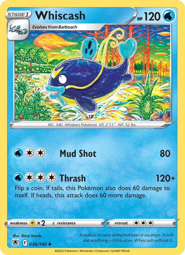 Whiscash — Astral Radiance #036 (Pokémon TCG card)