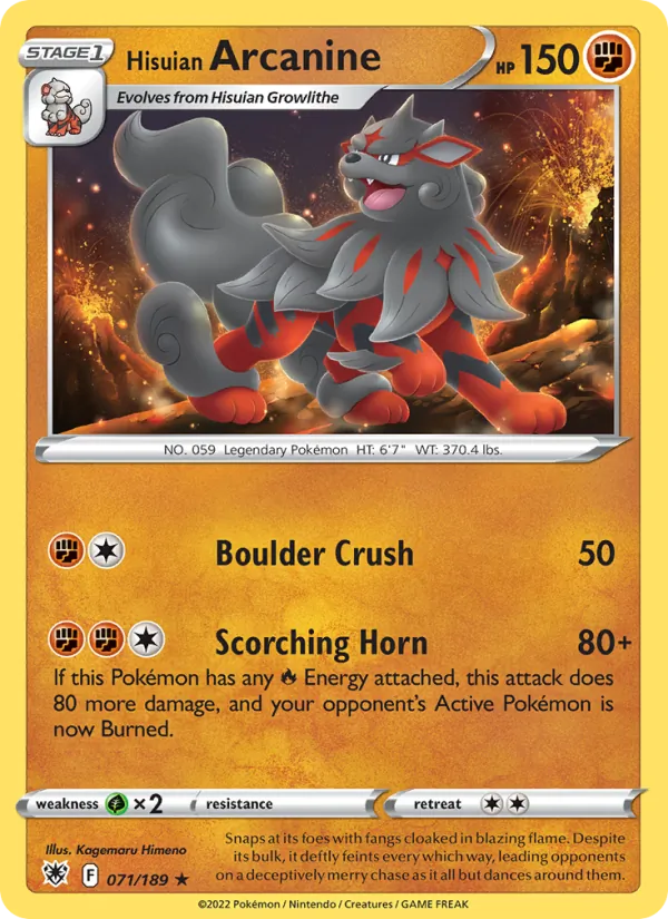 Hisuian Arcanine — Astral Radiance #071 (Pokémon TCG card)