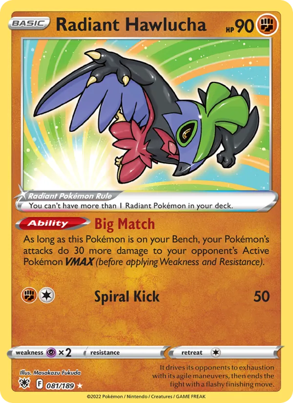 Radiant Hawlucha — Astral Radiance #081 (Pokémon TCG card)