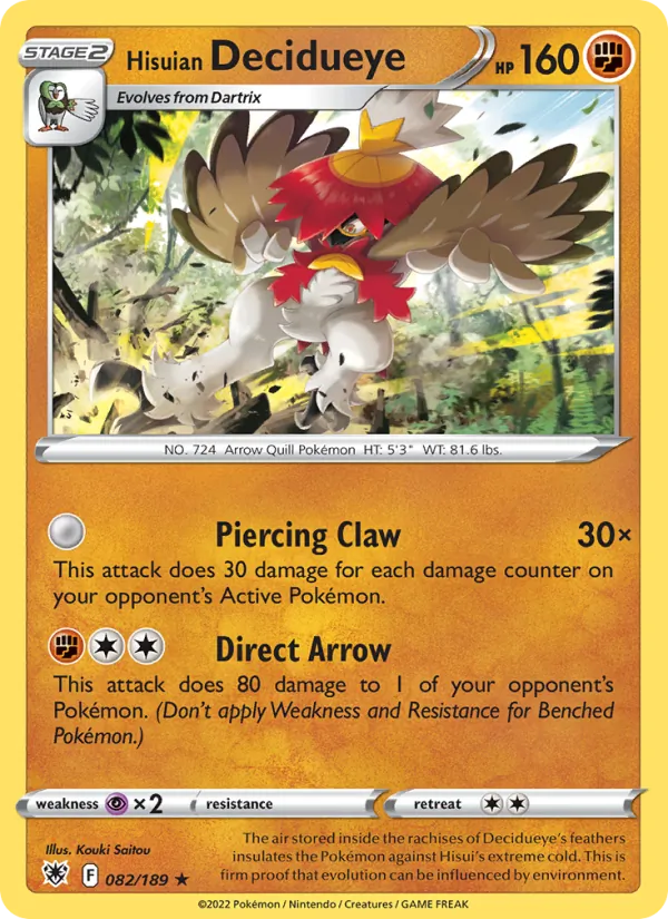 Hisuian Decidueye — Astral Radiance #082 (Pokémon TCG card)