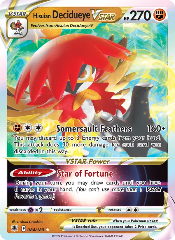 Hisuian Decidueye VSTAR — Astral Radiance #084 (Pokémon TCG card)