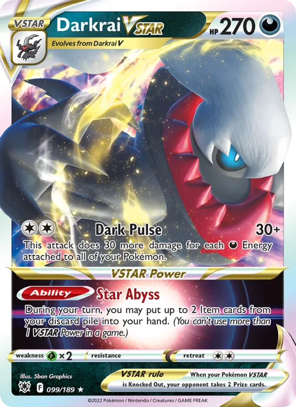 Darkrai VSTAR — Astral Radiance #099 (Pokémon TCG card)