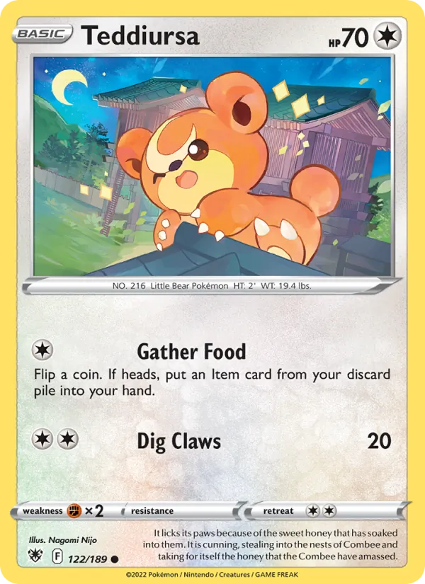 Teddiursa — Astral Radiance #122 (Pokémon TCG card)
