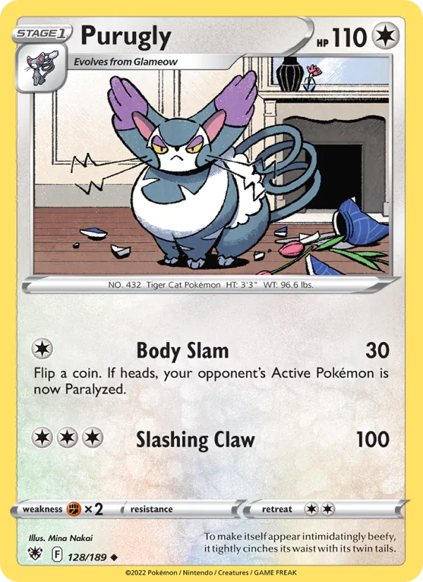 Purugly — Astral Radiance #128 (Pokémon TCG card)