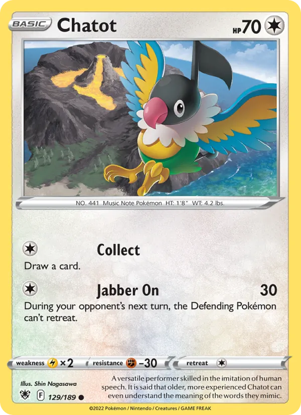 Chatot — Astral Radiance #129 (Pokémon TCG card)
