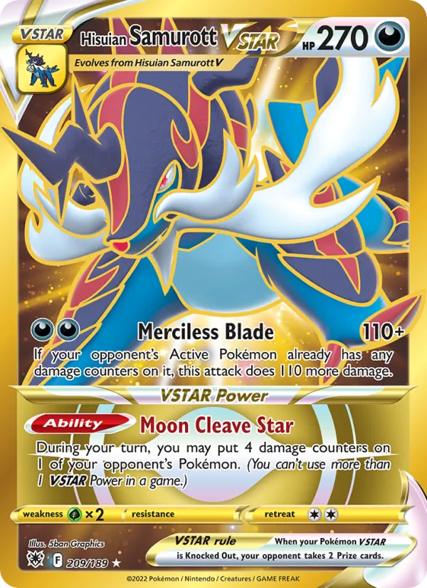 Hisuian Samurott VSTAR — Astral Radiance #209 (Pokémon TCG card)